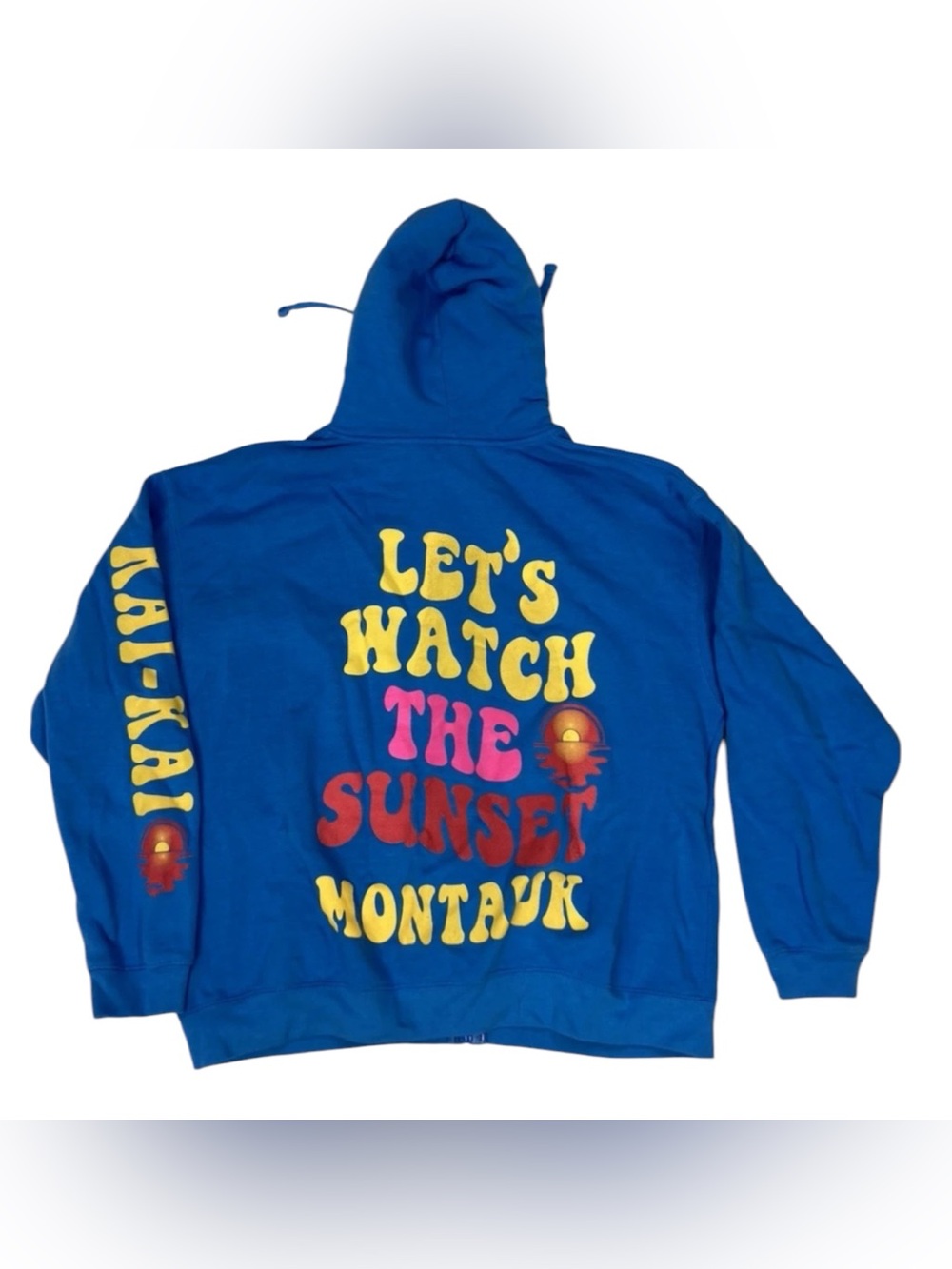 Pacific & Co Let's Watch The Sunset Montauk Kai Kai Full Zip Hoodie XL Blue